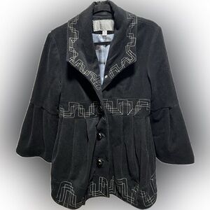 Black Embroidered Women's Jermikko wool coat